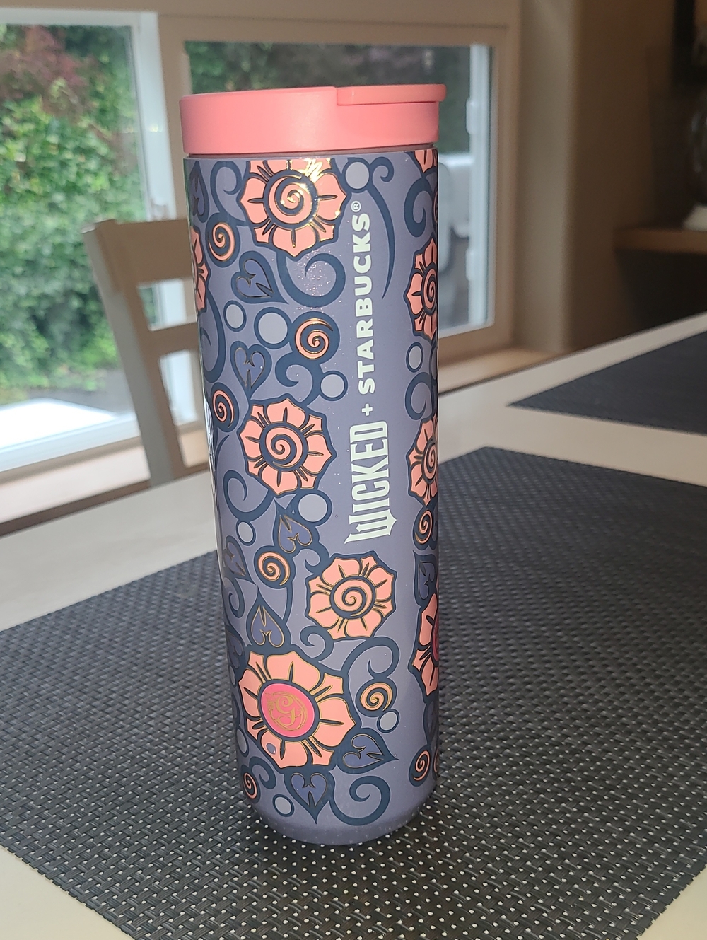 Starbucks Wicked Pink & Blue Floral Travel Tumbler